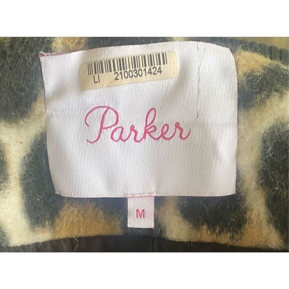 Parker Leopard Print Vera Bomber Jacket, Size M. Snap Front.  Varsity - Picture 8 of 9
